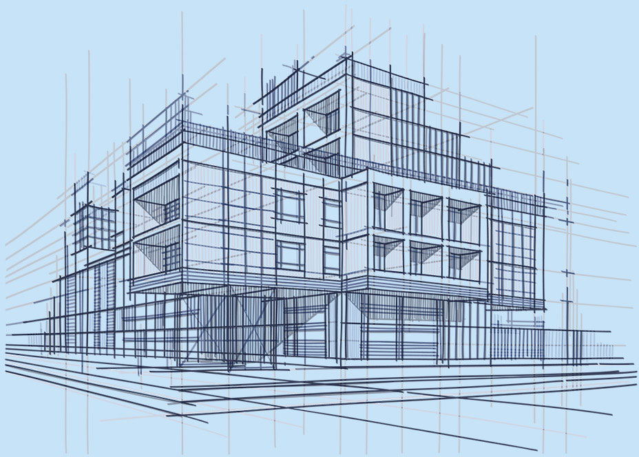 perspective drawing of commercial building